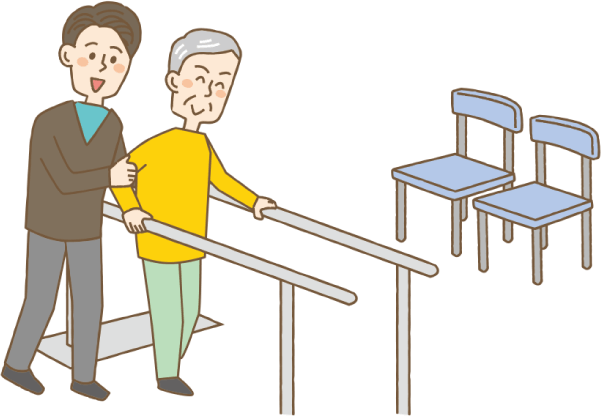 歩行訓練をする利用者のイメージイラスト